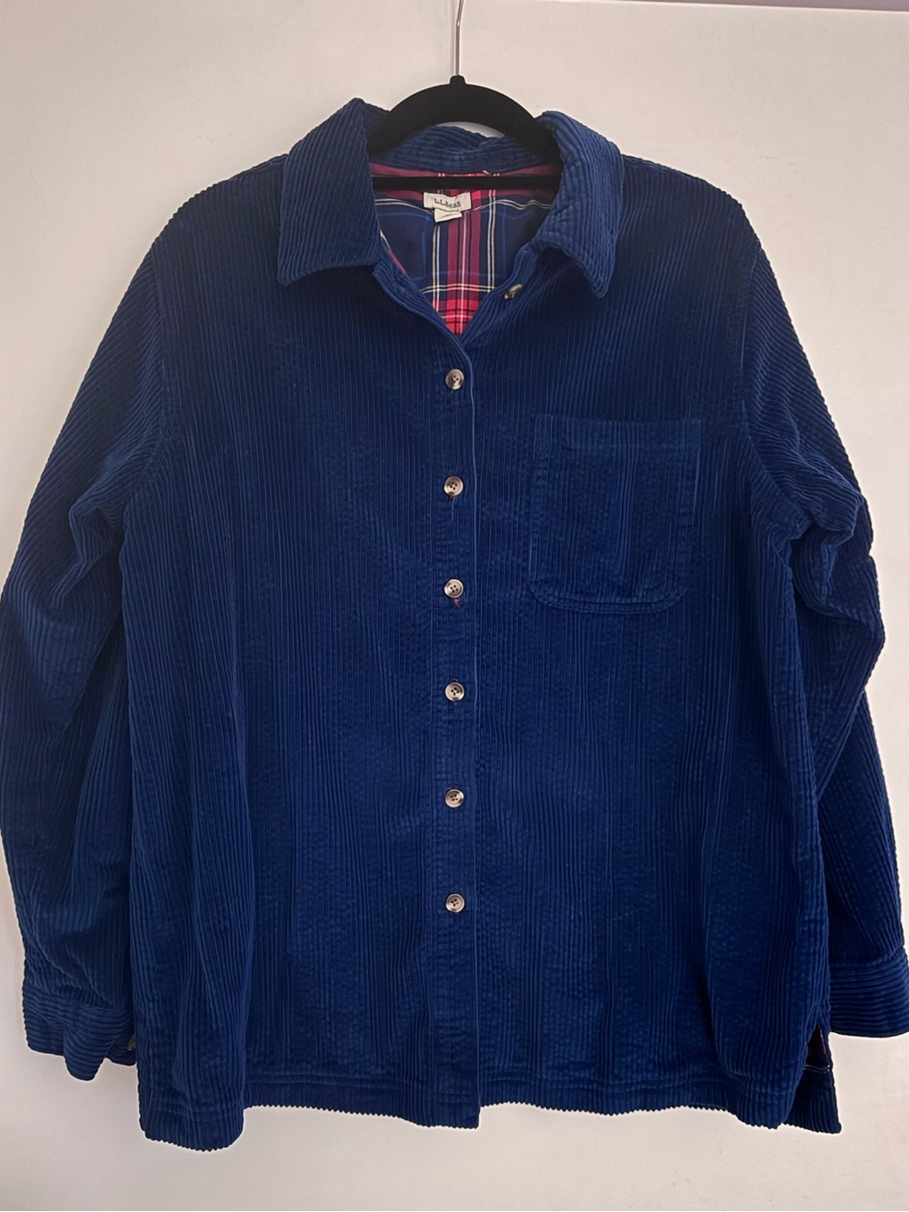 Vintage LL Bean Corduroy Jacket with Red Plaid Lining | 100% Cotton | Women’s L